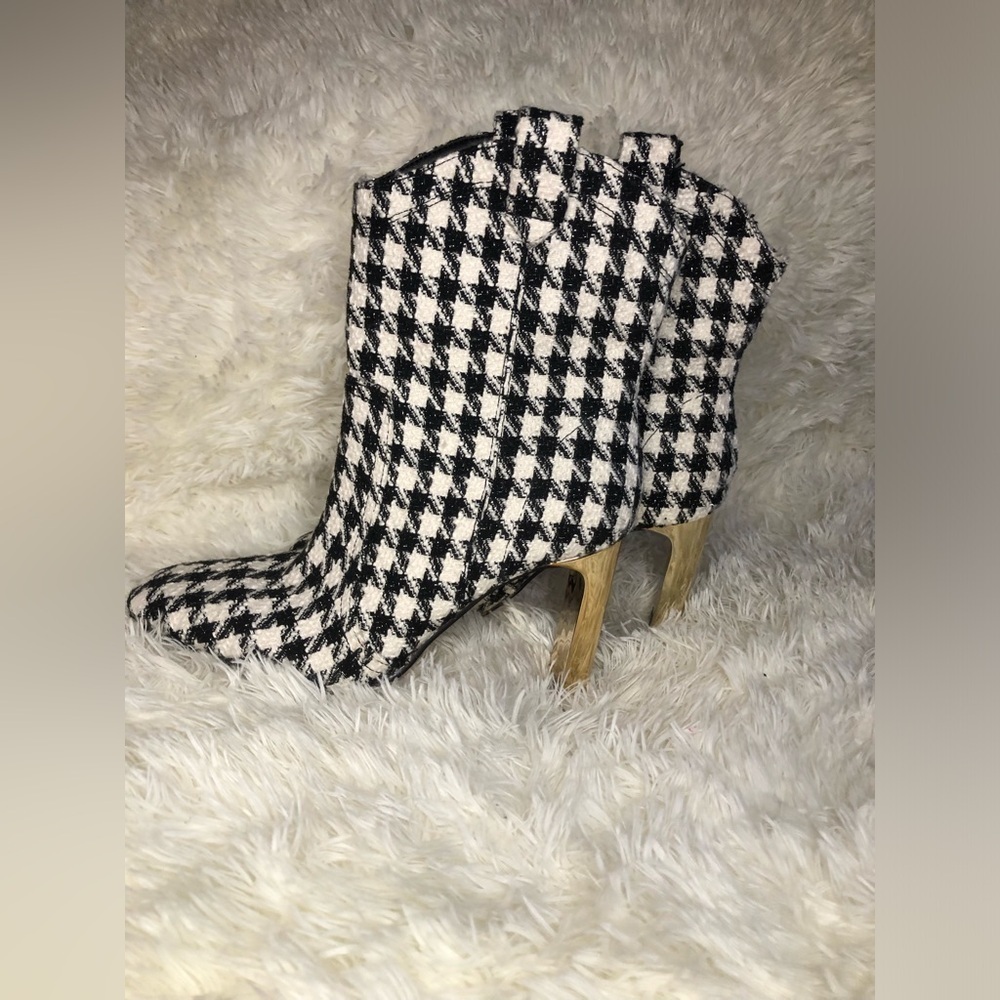 Black and White Houndstooth Women's Boots size 8.5 - Picture 16 of 16